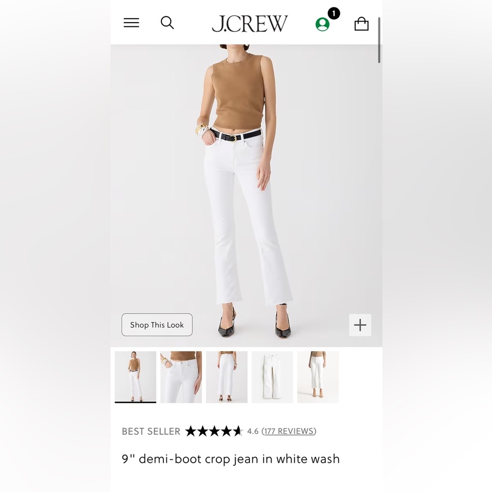 NWT White J Crew Demi Crop